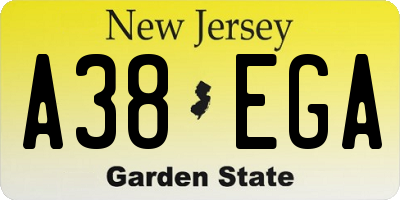 NJ license plate A38EGA