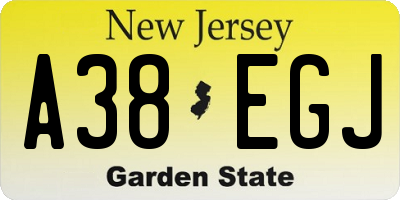 NJ license plate A38EGJ