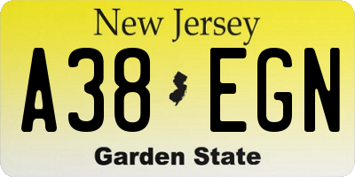 NJ license plate A38EGN
