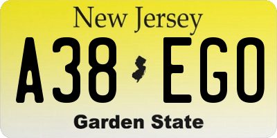 NJ license plate A38EGO