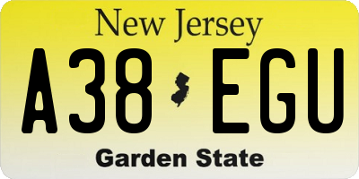 NJ license plate A38EGU