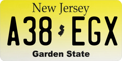 NJ license plate A38EGX