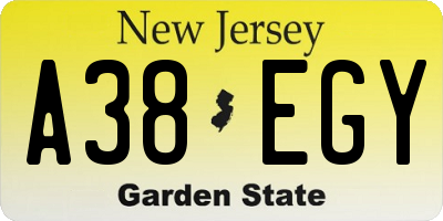 NJ license plate A38EGY