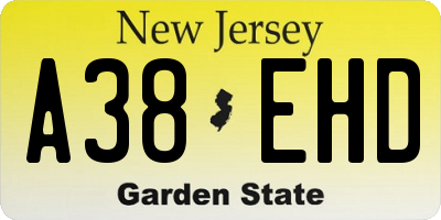 NJ license plate A38EHD