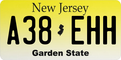 NJ license plate A38EHH