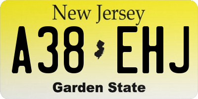 NJ license plate A38EHJ
