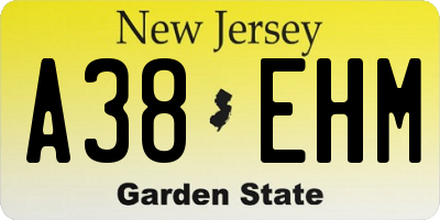 NJ license plate A38EHM