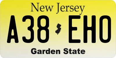 NJ license plate A38EHO