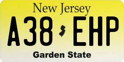 NJ license plate A38EHP