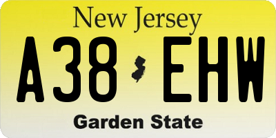 NJ license plate A38EHW