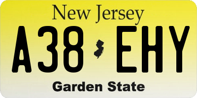 NJ license plate A38EHY