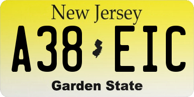 NJ license plate A38EIC