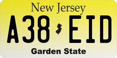 NJ license plate A38EID