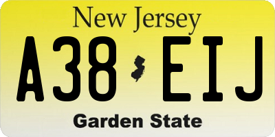 NJ license plate A38EIJ
