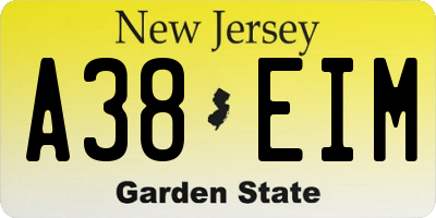 NJ license plate A38EIM