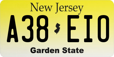 NJ license plate A38EIO