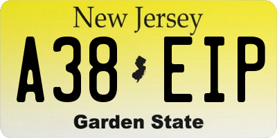 NJ license plate A38EIP