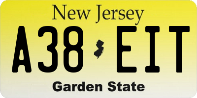 NJ license plate A38EIT