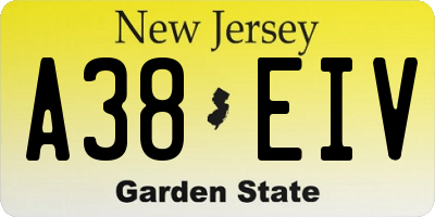 NJ license plate A38EIV