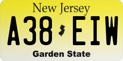 NJ license plate A38EIW
