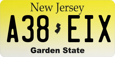 NJ license plate A38EIX