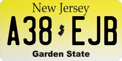 NJ license plate A38EJB