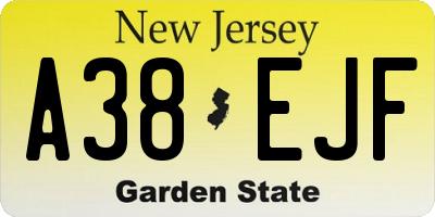 NJ license plate A38EJF
