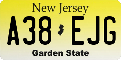 NJ license plate A38EJG