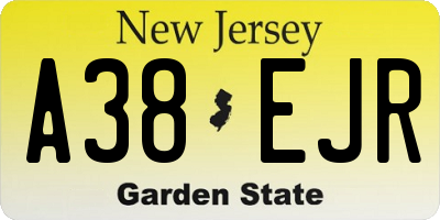 NJ license plate A38EJR