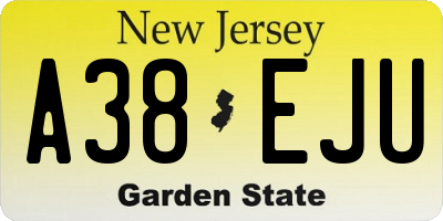 NJ license plate A38EJU