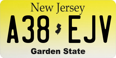 NJ license plate A38EJV