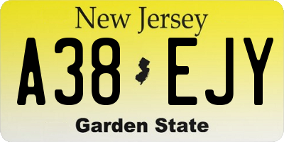 NJ license plate A38EJY