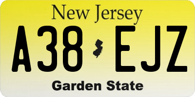 NJ license plate A38EJZ