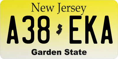 NJ license plate A38EKA