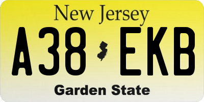 NJ license plate A38EKB