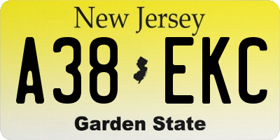 NJ license plate A38EKC