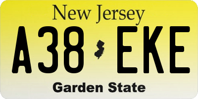 NJ license plate A38EKE
