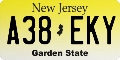 NJ license plate A38EKY