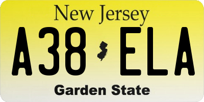 NJ license plate A38ELA