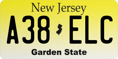 NJ license plate A38ELC