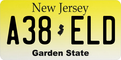 NJ license plate A38ELD