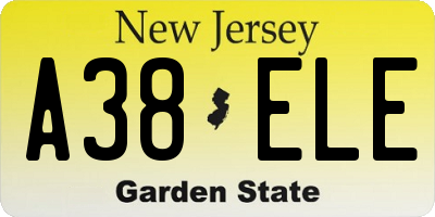 NJ license plate A38ELE