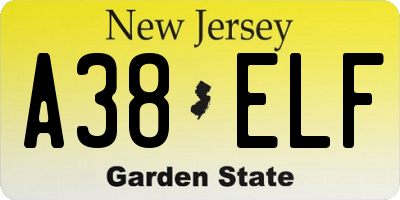 NJ license plate A38ELF