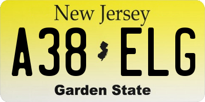 NJ license plate A38ELG