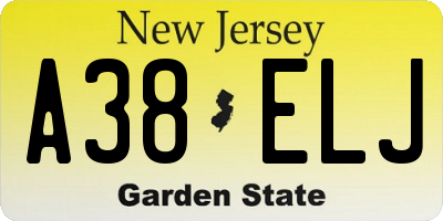 NJ license plate A38ELJ