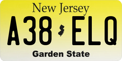 NJ license plate A38ELQ