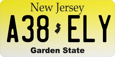NJ license plate A38ELY