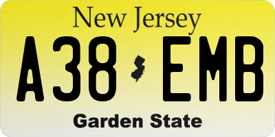 NJ license plate A38EMB