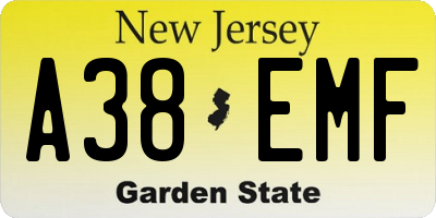 NJ license plate A38EMF