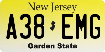 NJ license plate A38EMG